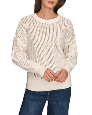 Donna Karan Open Stitch Cotton Blend Sweater - Natural