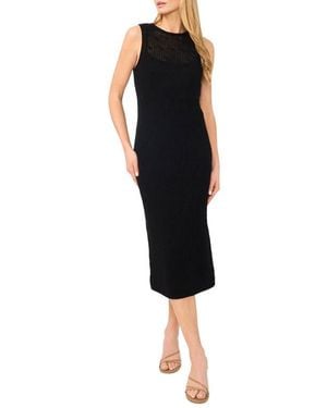 Halogen® Open Stitch Cotton Blend Midi Dress - Black
