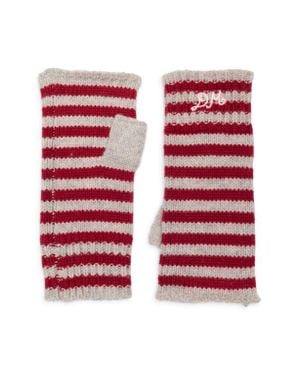 Damson Madder Stripe Fingerless Mittens - Red