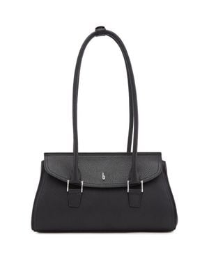 BEHNO Coco Baguette Pebble Leather Shoulder Bag - Black