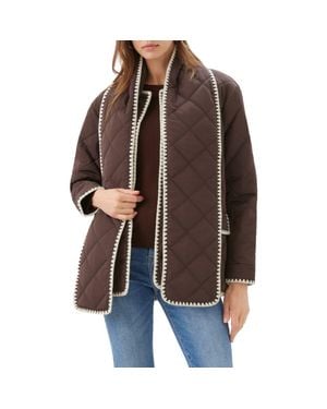 Karen Kane Edge Stitch Quilted Jacket - Brown