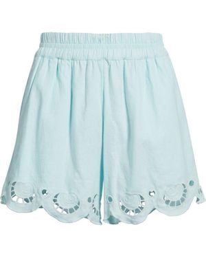 Treasure & Bond Cutwork Hem Linen Blend Pull-On Shorts - Blue
