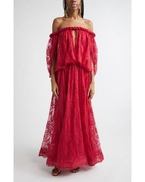 Zimmermann Luna Twist Lace Gown - Red