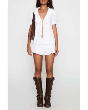 Princess Polly Eternal Sun Collared Top & Shorts Set - White