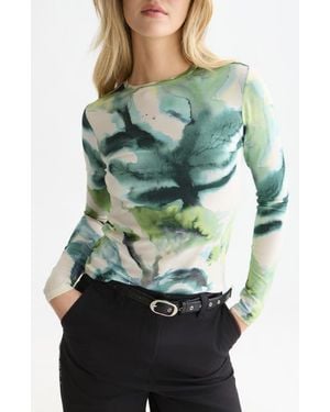 Scotch & Soda Print Long Sleeve T-Shirt - Green