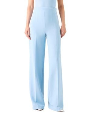 Akris Fiyuki Wool Blend Double Face Wide Leg Pants - Blue