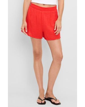 Michael Stars Alva Smocked Gauze Shorts - Red