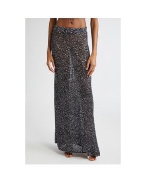 Area Sequin Crochet Maxi Skirt - Gray