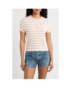 Rip Curl Stripe Embroidered Fitted T-Shirt - Natural