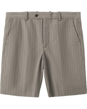 Mango Pinstripe Bermuda Shorts - Gray