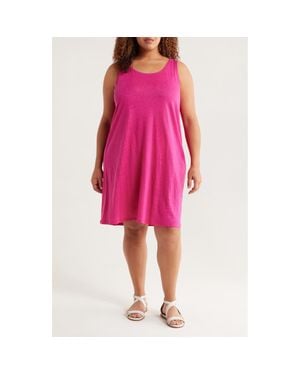 Eileen Fisher Organic Linen Scoop Neck Sleeveless Shift Dress - Pink