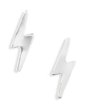 Nashelle Lightning Bolt Stud Earrings - White
