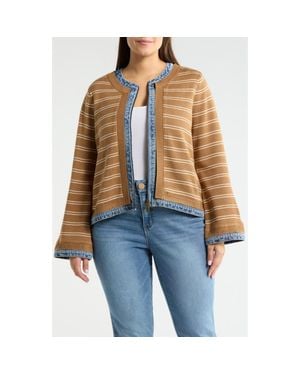 Wit & Wisdom Mixed Media Denim Trim Jacket - Blue