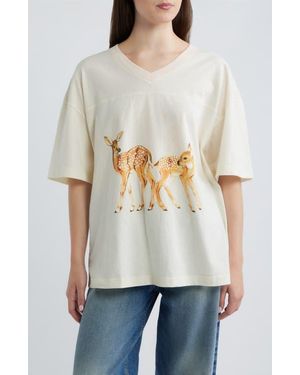 GOLDEN HOUR Love You Dearly Graphic V-Neck T-Shirt - White