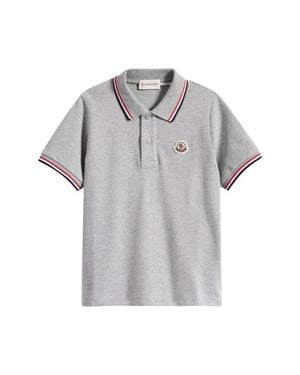 Moncler Kids' Tipped Cotton Piqué Polo - Gray