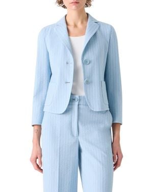 Akris Punto Stripe Cotton Stretch Seersucker Jacket - Blue