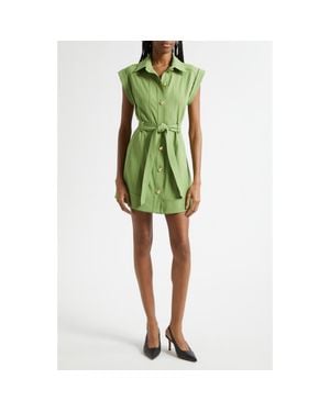 Cinq À Sept Milo Stretch Button Front Minidress - Green