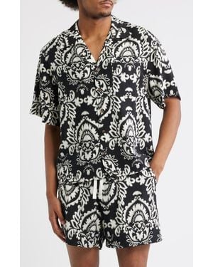 RIZORT Xander Print Camp Shirt - Black