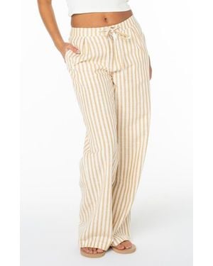 Roxy Mavericks Pleated Stripe Cotton Pants - White