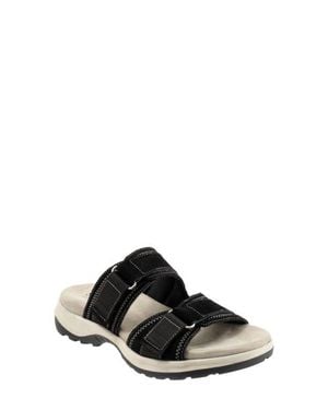 Softwalk Oasis Leather Slide Sandal - Black