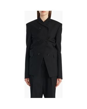 KHAITE Rolo Double Breasted Wool & Silk Jacket - Black