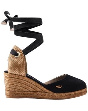 VISCATA Sagaro Canvas Espadrille Wedges - Black