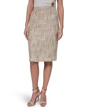 Donna Karan Sequin Tweed Pencil Skirt - Natural