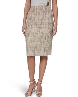 Donna Karan Sequin Tweed Pencil Skirt - Natural
