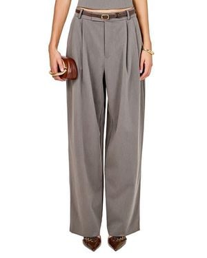 Endless Rose Pleat Front Wide Leg Pants - Gray