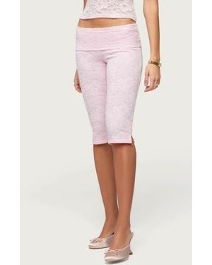 Edikted Talisa Lace Capri Leggings - Pink