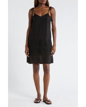 Elan Crochet Trim Cover-Up Dress - Black