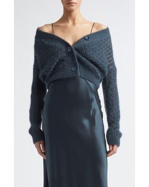 Eleventy Open Stitch Merino Wool & Silk Cardigan - Blue