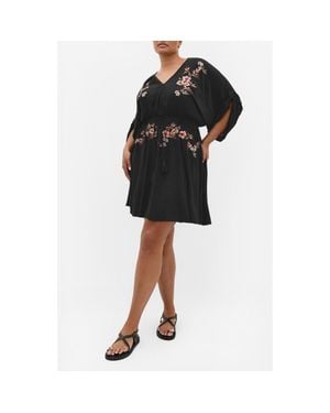 City Chic Seville Floral Embroidery Minidress - Black
