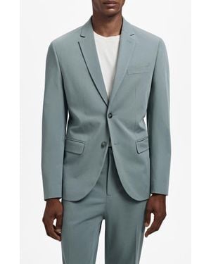 Mango Slim Fit Suit Jacket - Blue