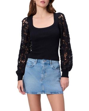 PAIGE Maya Lace Sleeve Sweater - Black