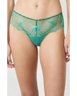 Etam Prelude Embroidered Tulle Hipster Panties - Green