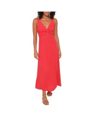 Petal & Pup Archer Sleeveless Fit & Flare Midi Dress - Red