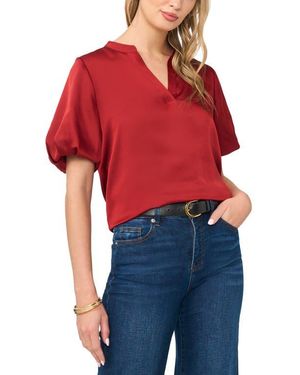 Vince Camuto Puff Sleeve Satin Top - Red