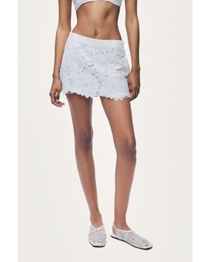 Nocturne Broderie-Trim Mini Skort - White