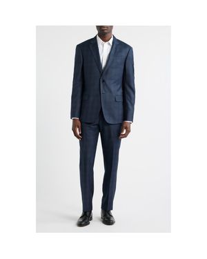 Emporio Armani G-Line Dark Plaid Wool Suit - Blue