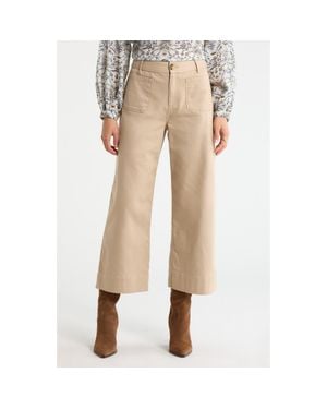 Treasure & Bond Patch Pocket Crop Wide Leg Pants - Natural