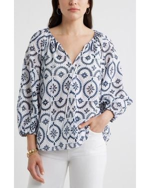 Caslon Embroidered Eyelet Lace Top - Multicolor