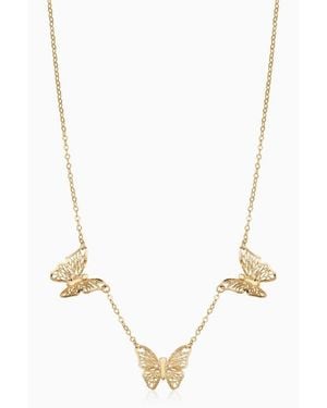 Oradina 14K Social Butterfly Necklace - Natural
