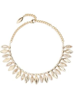 St. John Swarovski Crystal Leaf Collar Necklace - Metallic
