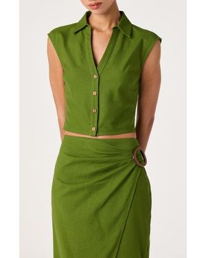 Astr Onyx Buttoned Top - Green