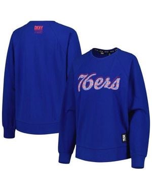 DKNY Philadelphia 76Ers Regina Raglan Pullover Sweatshirt - Blue