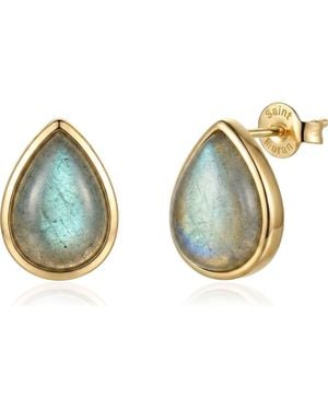 st. Moran 14K Plated Pear Labradorite Stud Earrings - Blue