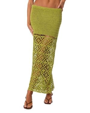 Edikted Ida Open Knit Maxi Skirt - Green