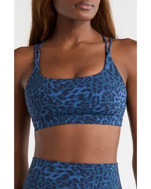 Mpg Leopard Print Strappy Sports Bra - Blue