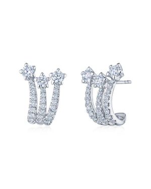 Kwiat Star Set Diamond Huggie Hoop Earrings - Blue